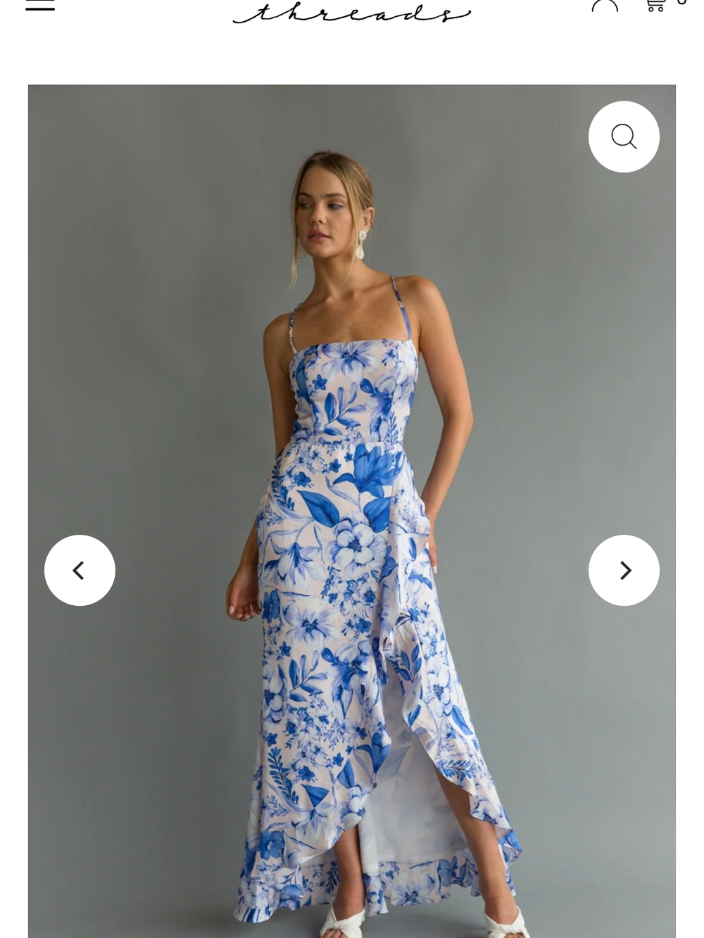 Dress Forum Blue and White Floral High-Low Maxi Dress